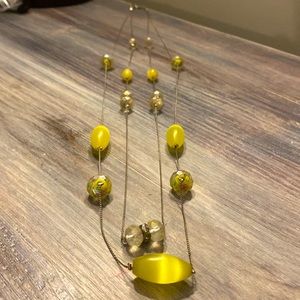 Beaded silver chain long necklace